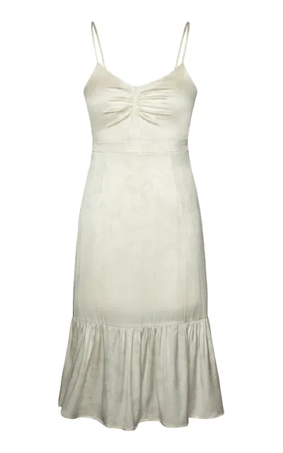Laura Garcia Laura Ruffled Stretch-silk Jacquard Midi Dress In White