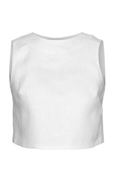 Laura Garcia Nicolas Sleeveless Linen Crop Top In White