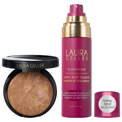 Laura Geller Balance And Brighten Color Correcting Baked Powder Foundation + Flashproof Anti-hot Flash Setting Sp In Transparent