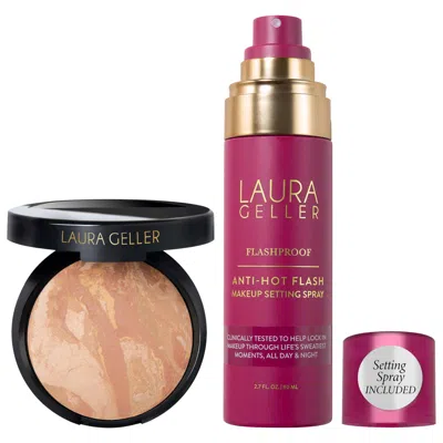 Laura Geller Balance And Brighten Color Correcting Baked Powder Foundation + Flashproof Anti-hot Flash Setting Sp In Transparent