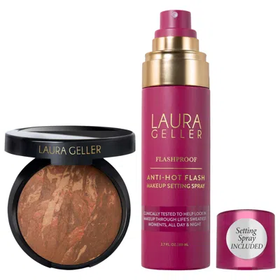 Laura Geller Balance And Brighten Color Correcting Baked Powder Foundation + Flashproof Anti-hot Flash Setting Sp In Transparent