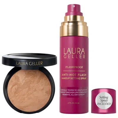 Laura Geller Balance And Brighten Color Correcting Baked Powder Foundation + Flashproof Anti-hot Flash Setting Sp In Transparent