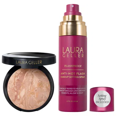 Laura Geller Balance And Brighten Color Correcting Baked Powder Foundation + Flashproof Anti-hot Flash Setting Sp In Transparent