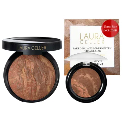 Laura Geller Balance And Brighten Color Correcting Baked Powder Foundation, Full Size + Deluxe Mini Deep 0.32 oz 