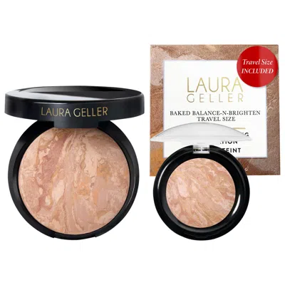 Laura Geller Balance And Brighten Color Correcting Baked Powder Foundation, Full Size + Deluxe Mini Fair 0.32 oz  In Nude