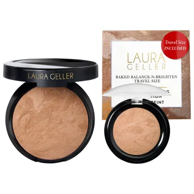 Laura Geller Balance And Brighten Color Correcting Baked Powder Foundation, Full Size + Deluxe Mini Golden Medium