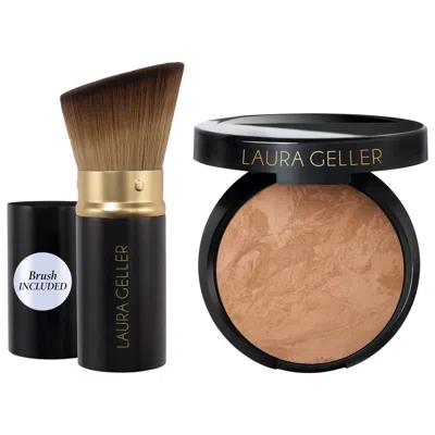Laura Geller Balance And Brighten Color Correcting Baked Powder Foundation + Kabuki Brush Golden Medium 0.32 Oz/9
