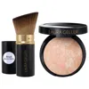 Laura Geller Balance And Brighten Color Correcting Baked Powder Foundation + Kabuki Brush Porcelain 0.32 Oz/9 G In Multi