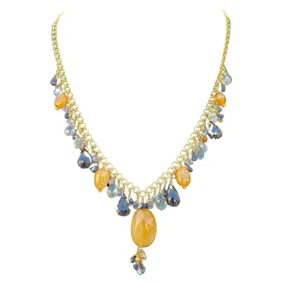 Pre-owned Laura Gibson One-of-a-kind Multi-gemstone Necklace, 22k Gold
