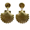Laura Gray Women's Classic Double Gold Shell Earrings
