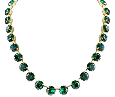 Laura Gray Women's Emerald Green Crystal Riviera Necklace