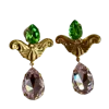 Laura Gray Women's Gold / Pink Large Pink & Green Tear Drop Post Earrings In Multi