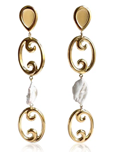 Laura Gray Women's Gold Serena Baroque Pearl Earrings