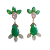 Laura Gray Women's Green & Pink Crystal  Statement Post Earrings