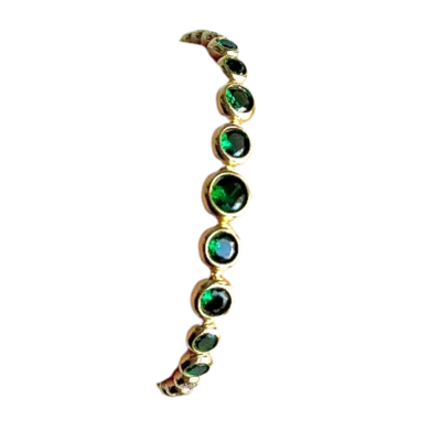 Laura Gray Women's Green Crystal Bezel Tennis Bracelet