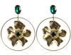 Laura Gray Women's Green Hayden Emerald Gold Flower Hoop Earrings In Green