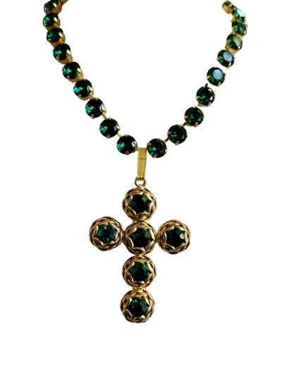 Laura Gray Women's Italian Gold & Crystal Cross Pendant - Purple