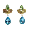 Laura Gray Women's Large Aqua Blue & Green Crystal Drop Post Earrings