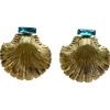 Laura Gray Women's Large Aqua Blue Crystal Gold Shell Earrings