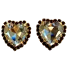 Laura Gray Women's Large Diamond & Red Crystal Heart Post Earrings