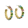 Laura Gray Women's Multi Pink, Aqua, Green Crystal Hoop Earrings