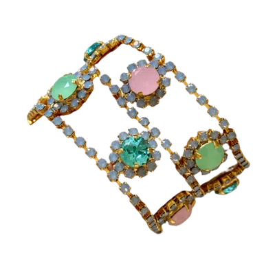 Laura Gray Women's Pastel Crystal Flower Bracelet