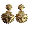 Laura Gray Women's Pink Crystal Gold Shell Earrings