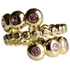 Laura Gray Women's Pink / Purple Gilt Sterling Bezel Pink Crystal Ring