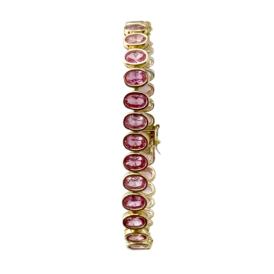 Laura Gray Women's Pink / Purple Oval Pink Crystal Tennis Bracelet