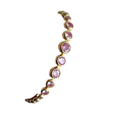 Laura Gray Women's Pink / Purple Pink & Diamond Crystal Round Bezel Tennis Bracelet In Multi