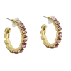 Laura Gray Women's Pink / Purple Pink Crystal Hoop Earrings