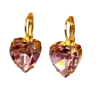 Laura Gray Women's Pink / Purple Small Pink Crystal Heart Post Back Earrings