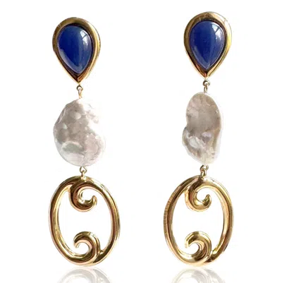 Laura Gray Women's Serena Blue Baroque Pearl Earrings