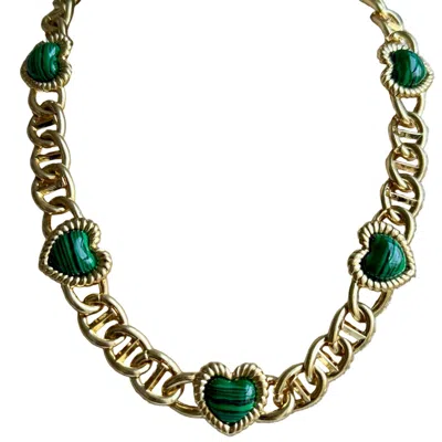 Laura Gray Women's Sloan Heart Necklace / Green In Orange