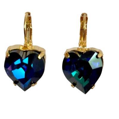 Laura Gray Women's Small Dark Blue Heart Post Earrings