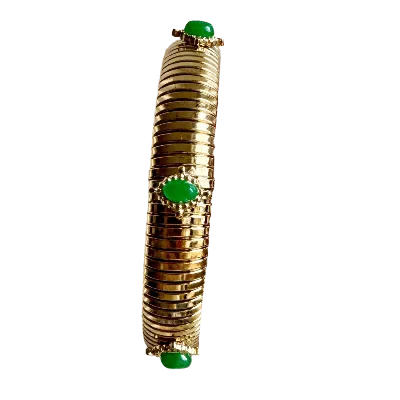 Laura Gray Women's Small Green Stone Gold Omega Bracelet