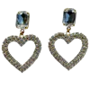 Laura Gray Women's White Diamond Crystal Heart Earrings