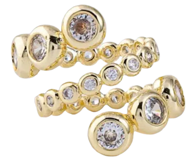 Laura Gray Women's White Gilt Sterling Bezel Diamond Crystal Ring Sizes 6 7 8