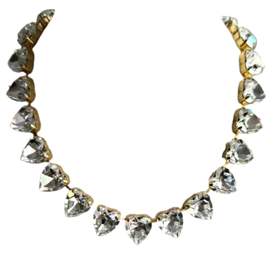 Laura Gray Women's White Grace Diamond Crystal Heart Necklace