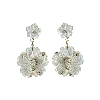 Laura Gray Women's White Mother Of Pearl Double Flower Earrings