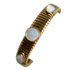 Laura Gray Women's White Round & Pear Shaped Mother Of Pearl Gold Omega Bracelet