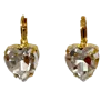 Laura Gray Women's White Small Diamond Crystal Heart Post Earrings