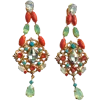 Laura Gray Women's Yellow / Orange Coral Turquoise Chandelier Earrings