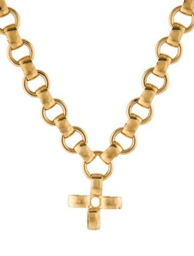 Pre-owned Laura Lombardi Fiore Cross Pendant Necklace, 18" In Multicolor