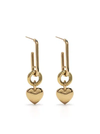 Laura Lombardi Heart Charm Drop Earrings In Gold
