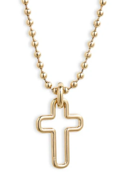 Laura Lombardi Mini Madda Cross Pendant Necklace In Brass