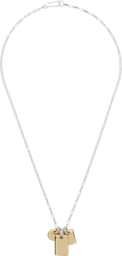 Laura Lombardi Silver & Gold Carta Charm Necklace In Two Tone