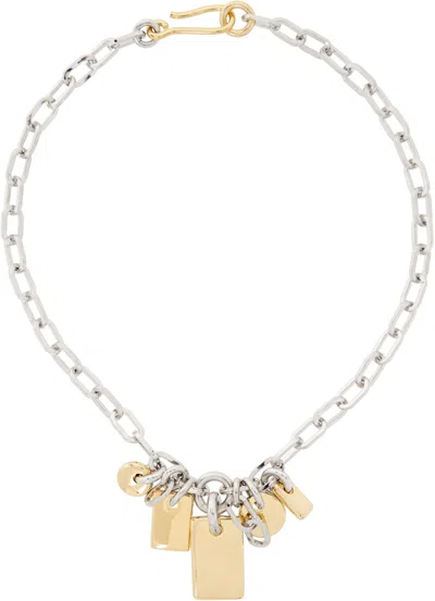 Laura Lombardi Diario Rhodium- And Gold-plated Necklace In Silver Gold