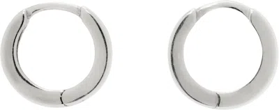 Laura Lombardi Silver Clutch Hoop Earrings In Metallic