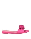 Laura Mannini Woman Sandals Fuchsia Size 8 Textile Fibers, Leather In Pink